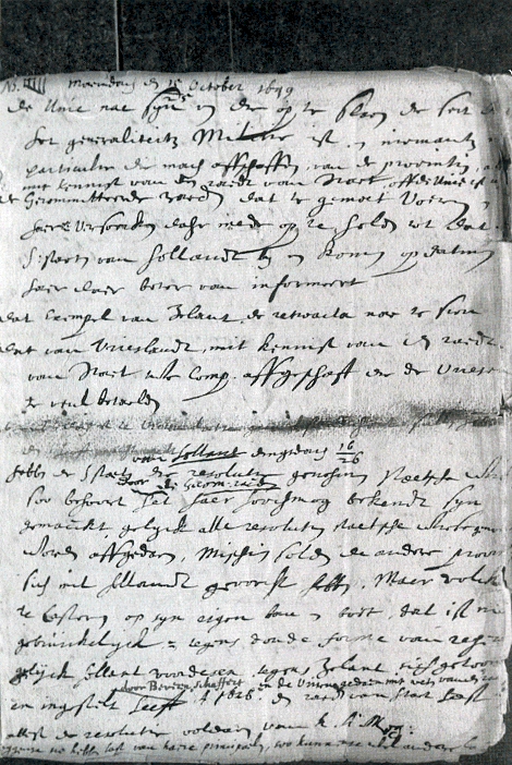 Een geschreven gedeelte uit een van de dagboeken van Willem Frederik.